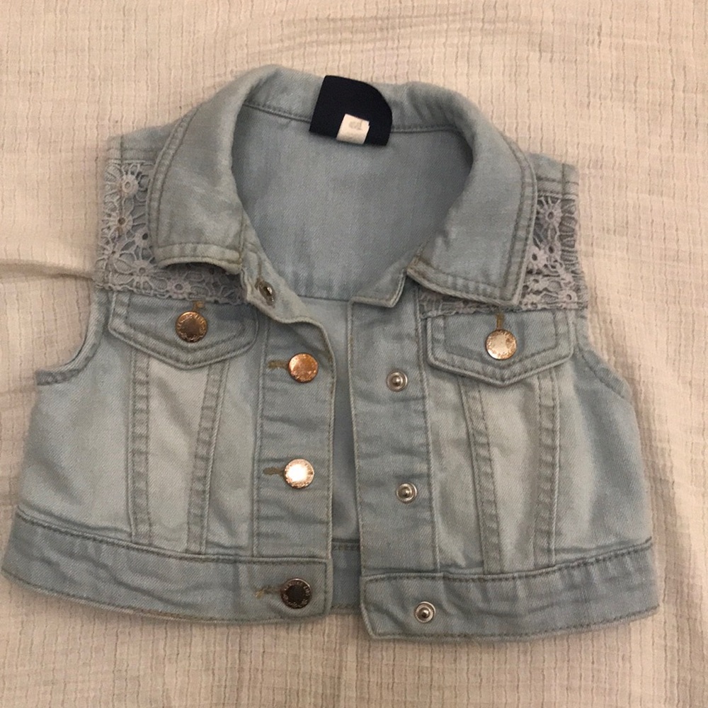 Light denim with eyelet vest, 18m